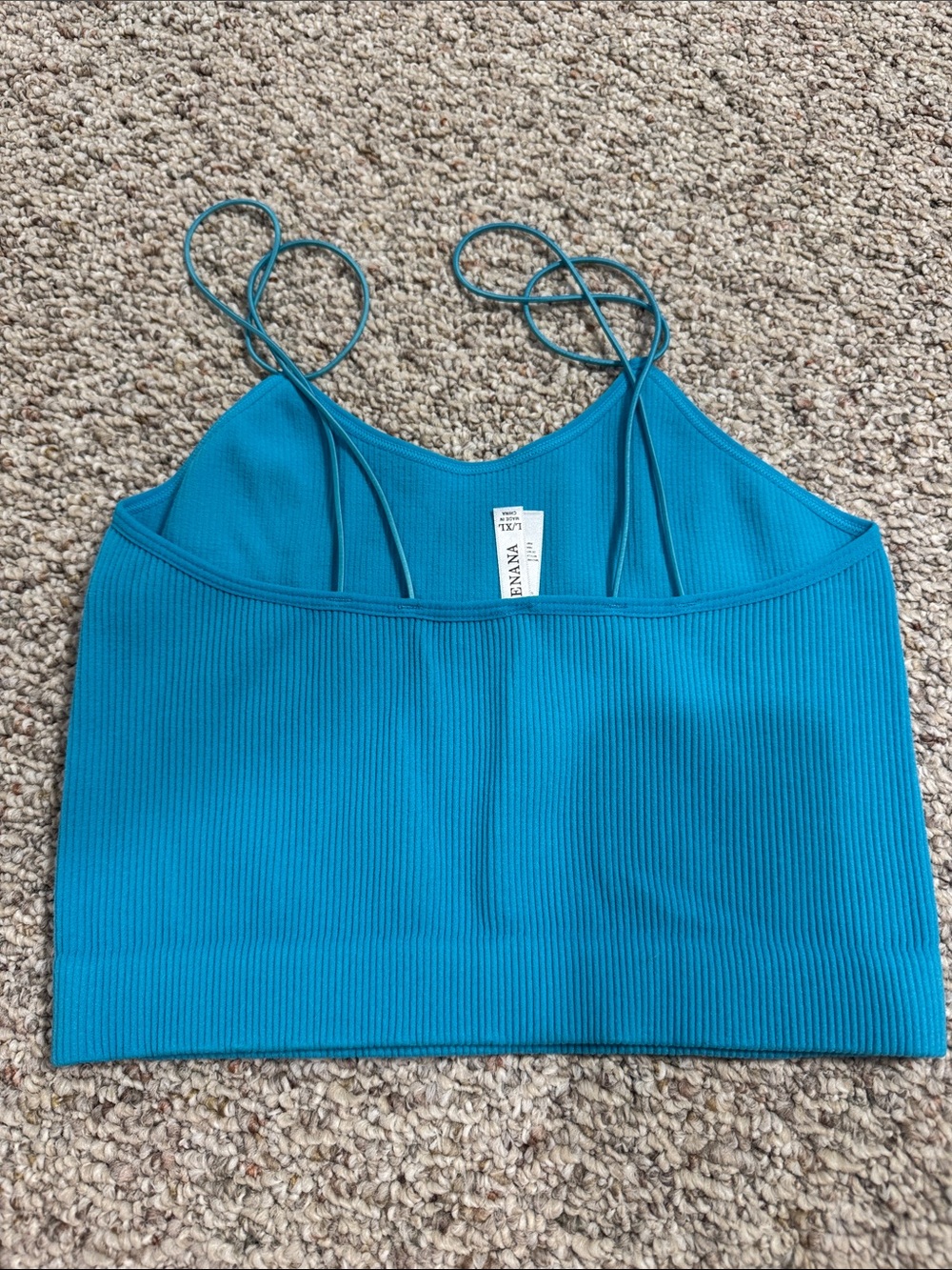 Blue Ribbed Crop Top - Picture 2 of 2